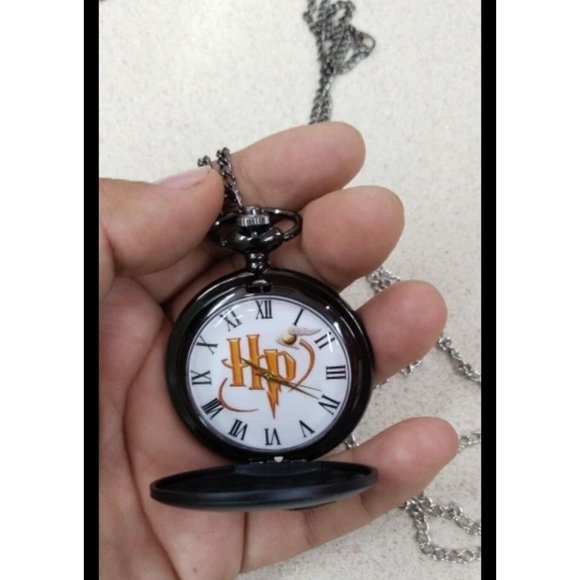 New Harry Potter Black Pocket Watch w/ Chain Matte Finish - Picture 3 of 6
